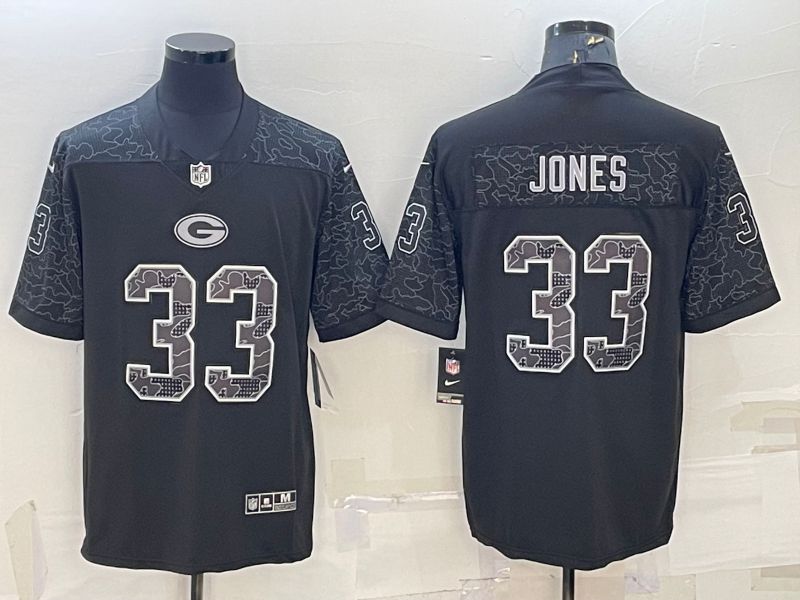 Men Green Bay Packers #33 Jones Black Reflector 2022 Nike Limited NFL Jersey->green bay packers->NFL Jersey